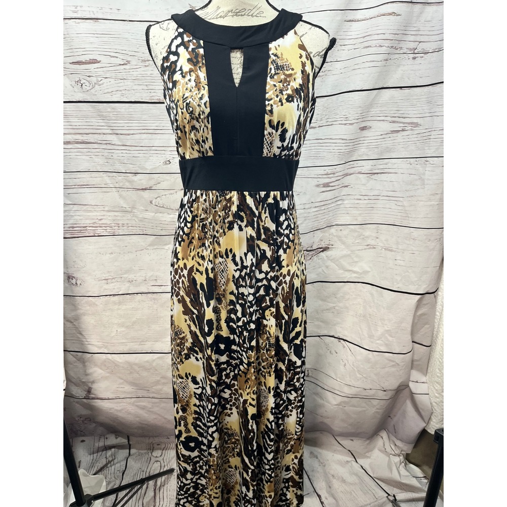 TIANA B Maxi Dress Animal Print Keyhole‎ Neck Sleeveless m Women's Small